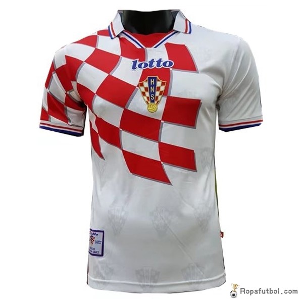 Camiseta Croatia Replica Primera Ropa Retro 1998 Blanco